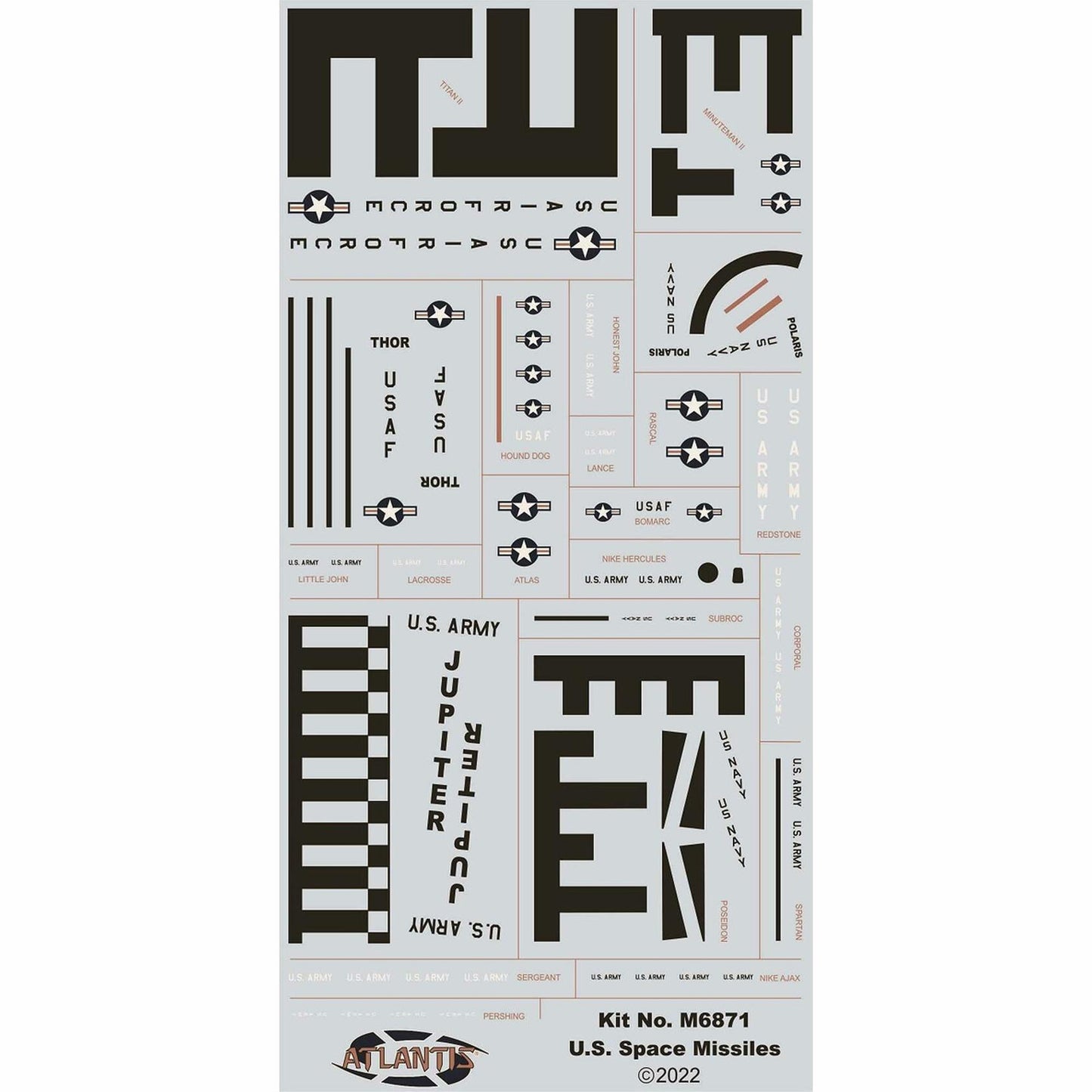 Atlantis Plastic Model Kit - U.S. Space 36 Missiles Set STEM