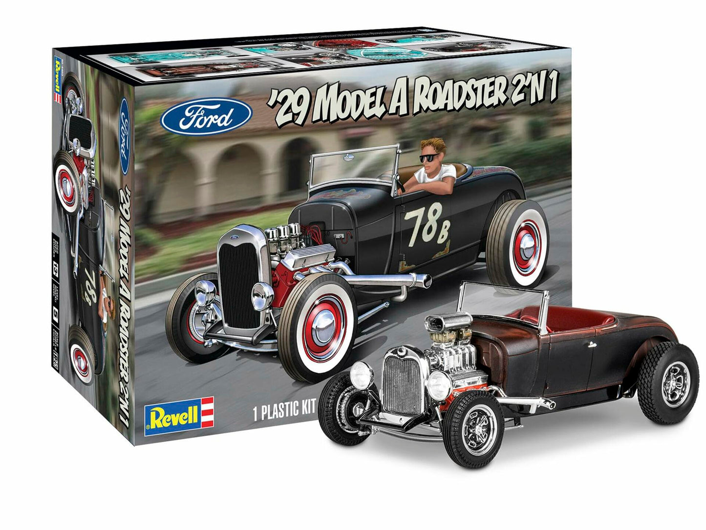 Revell Level 5 Model Kit 1929 Ford Model A Roadster 2-in-1 Kit 1/25 Scale Model