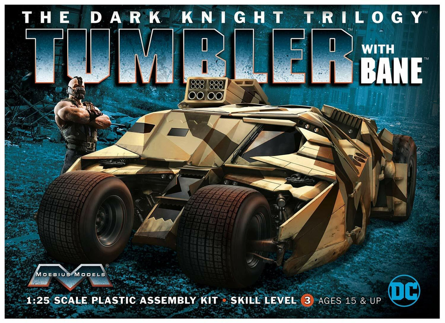 Moebius 967 The Dark Knight Trilogy Armored Tumbler with Bane 1:25 Scale Plastic Model Kit - Requires Assembly