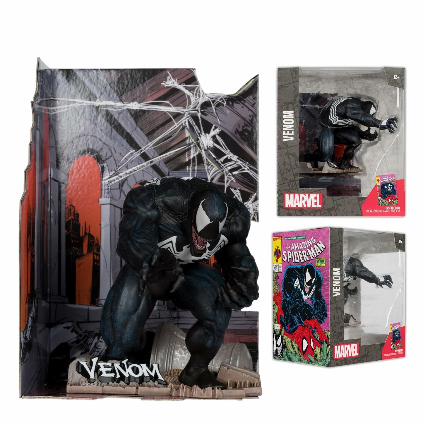 McFarlane Toys - Marvel Venom 1:10th Scale Collectible with Scene (The Amazing Spider-Man #316)