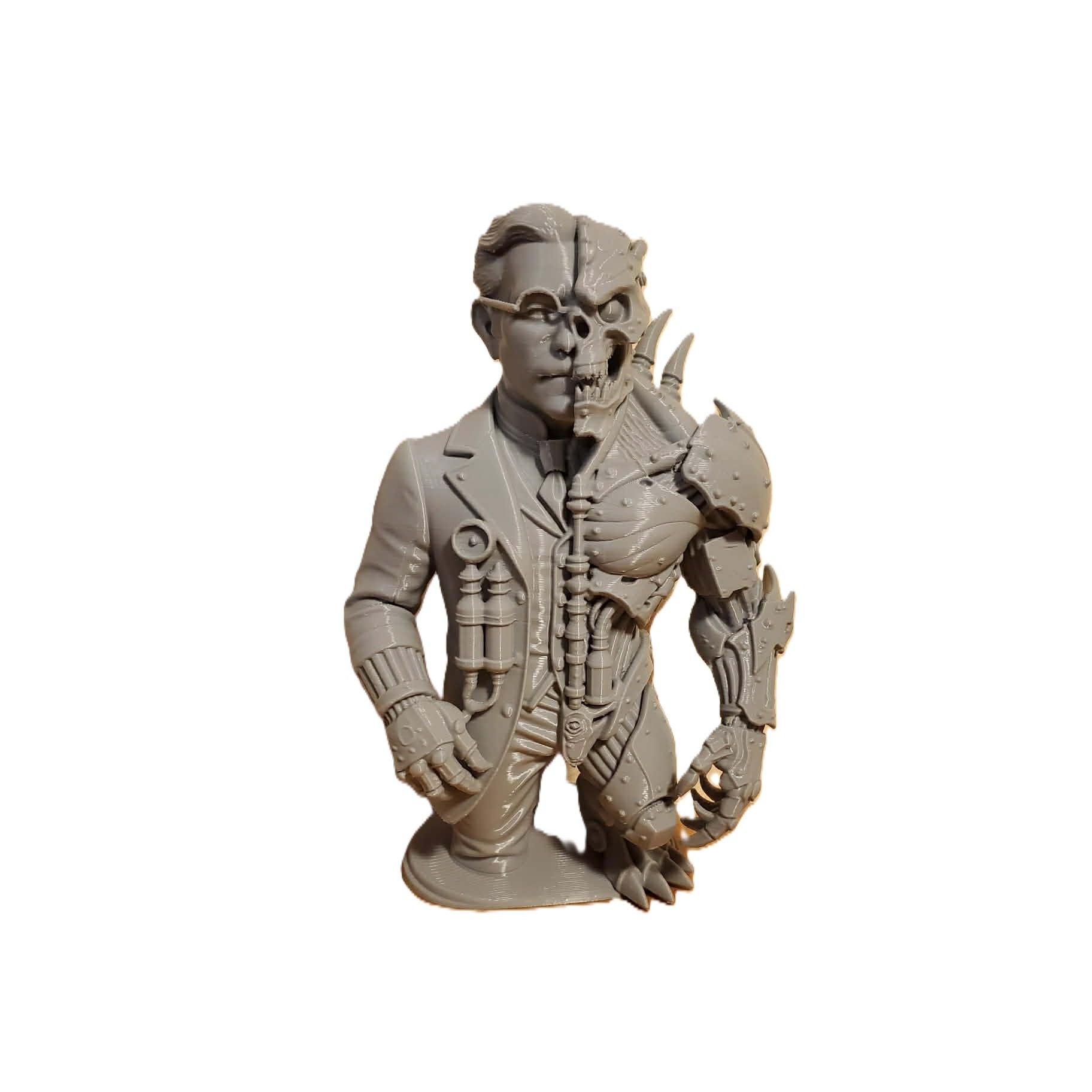 Steampunk Dr. Jekyll & Mr. Hyde 3D-Printed Split-Form Sculpture – Fan Art