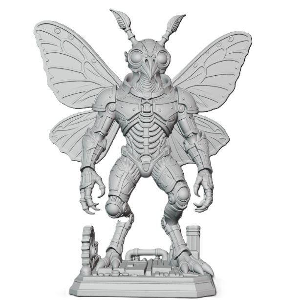 Steampunk Mothman 3D Printed Fan Art Sculpture – Highly Detailed Statute