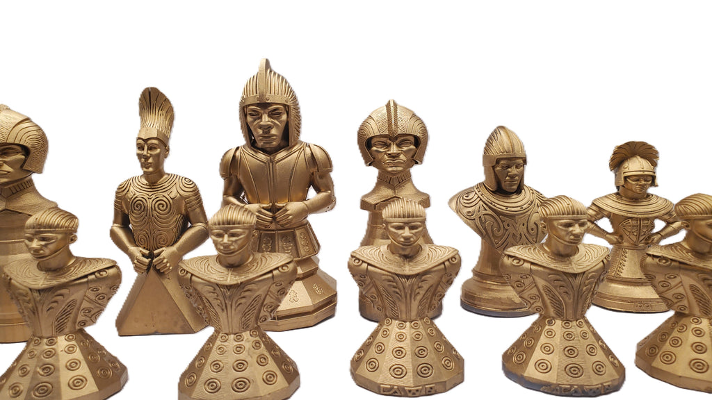 Page Unlimited Noble African Knights Chess Pieces Gold & Silver Set 4 Boxes NIB!