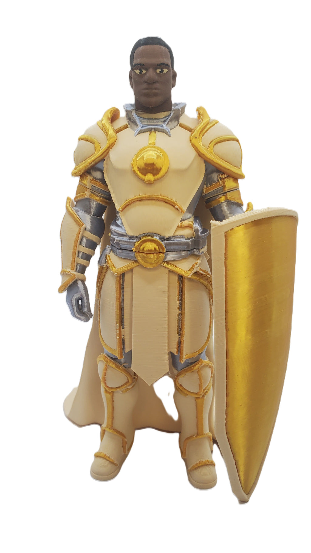 Page Unlimited Knights Page Knight Fantasy Armor Figure, 3D Printed PLA, 7 Inch, Cream and Gold