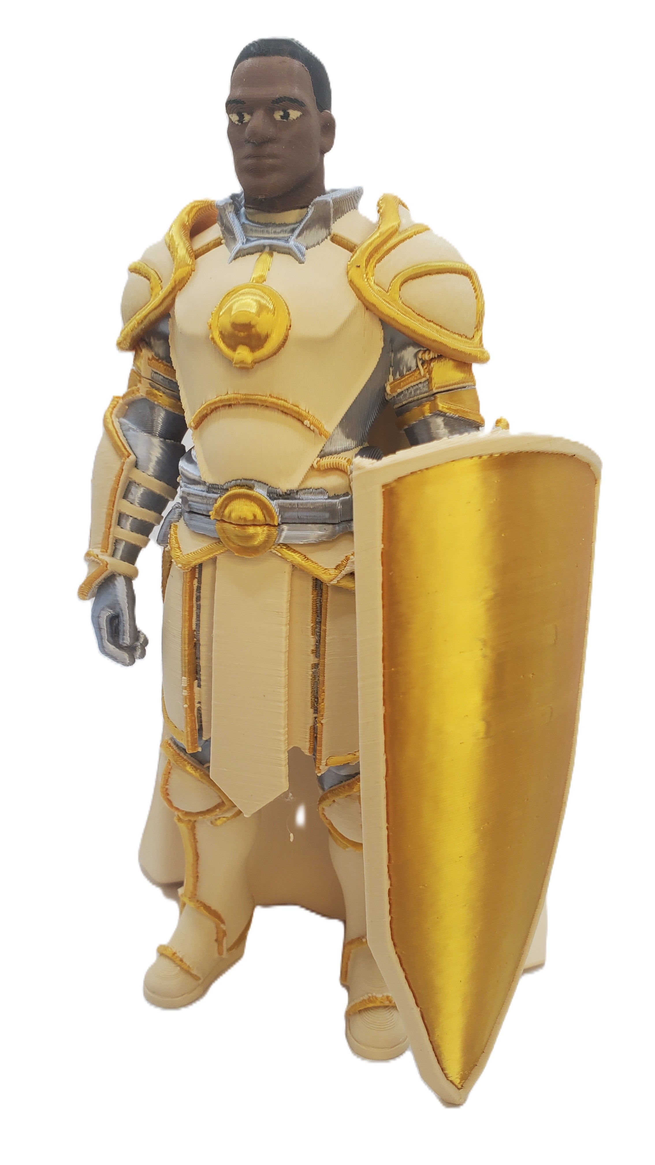 Page Unlimited Knights Page Knight Fantasy Armor Figure, 3D Printed PLA, 7 Inch, Cream and Gold