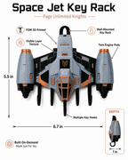 3D Printed Space Jet Key Holder Wall Mounted Key Rack Sci-Fi Home Decor