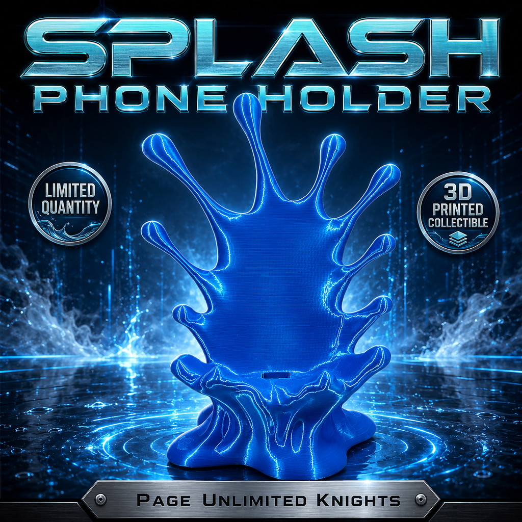 3D Printed Splash Phone Holder Stand Desk Dock Charging Compatible Blue