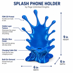 3D Printed Splash Phone Holder Stand Desk Dock Charging Compatible Blue
