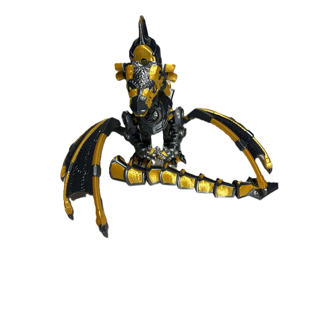 Epic Steampunk Dragon Statue 3D Printed Grey & Gold Fantasy Figure 10 in Decor