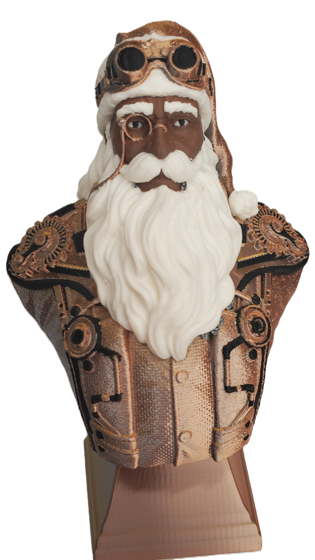 3D Printed Steampunk Father Christmas Bust Statue 7" Holiday Collectible Decor