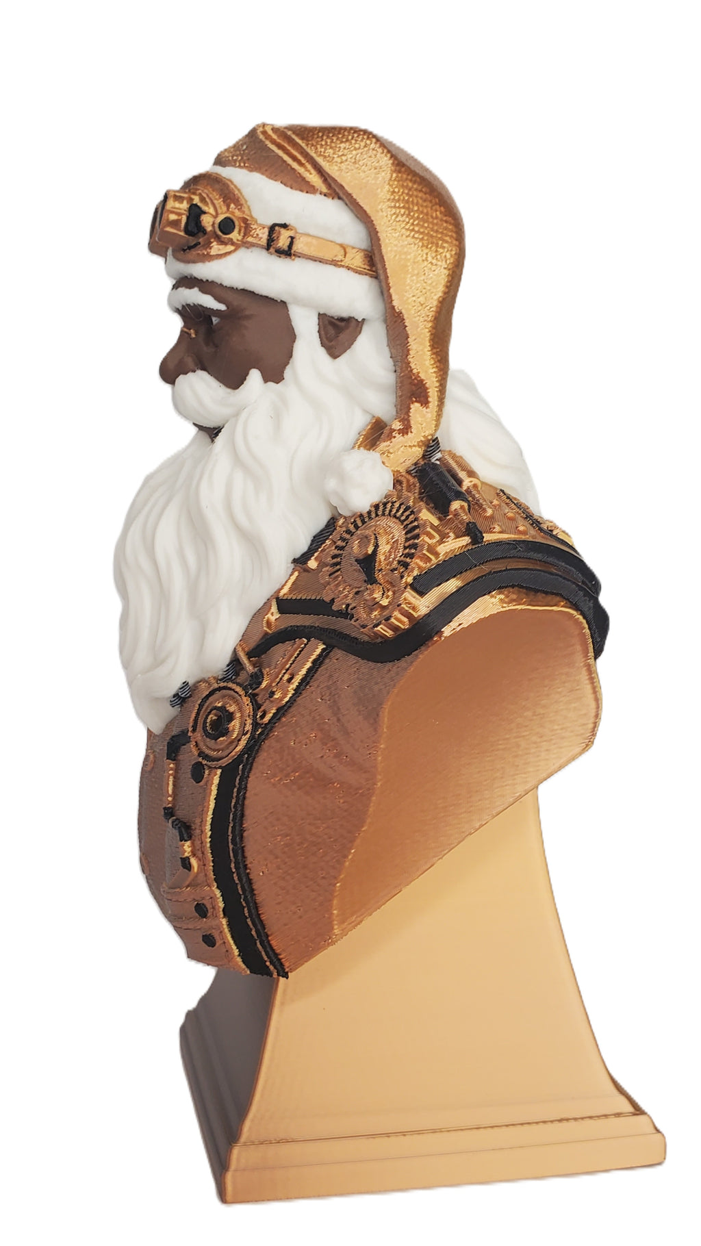 3D Printed Steampunk Father Christmas Bust Statue 7" Holiday Collectible Decor