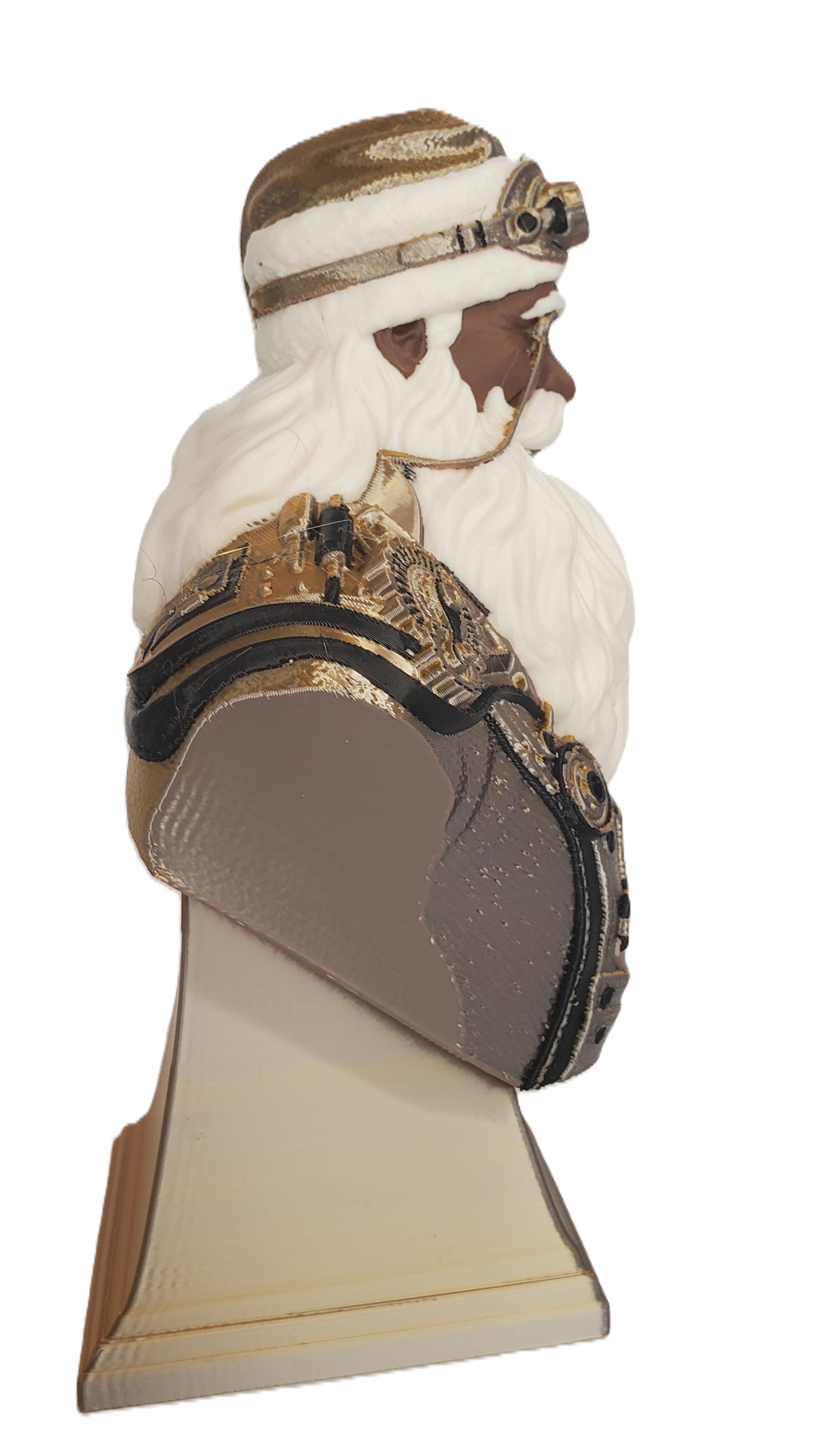 3D Printed Steampunk Father Christmas Bust Statue 7" Holiday Collectible Decor