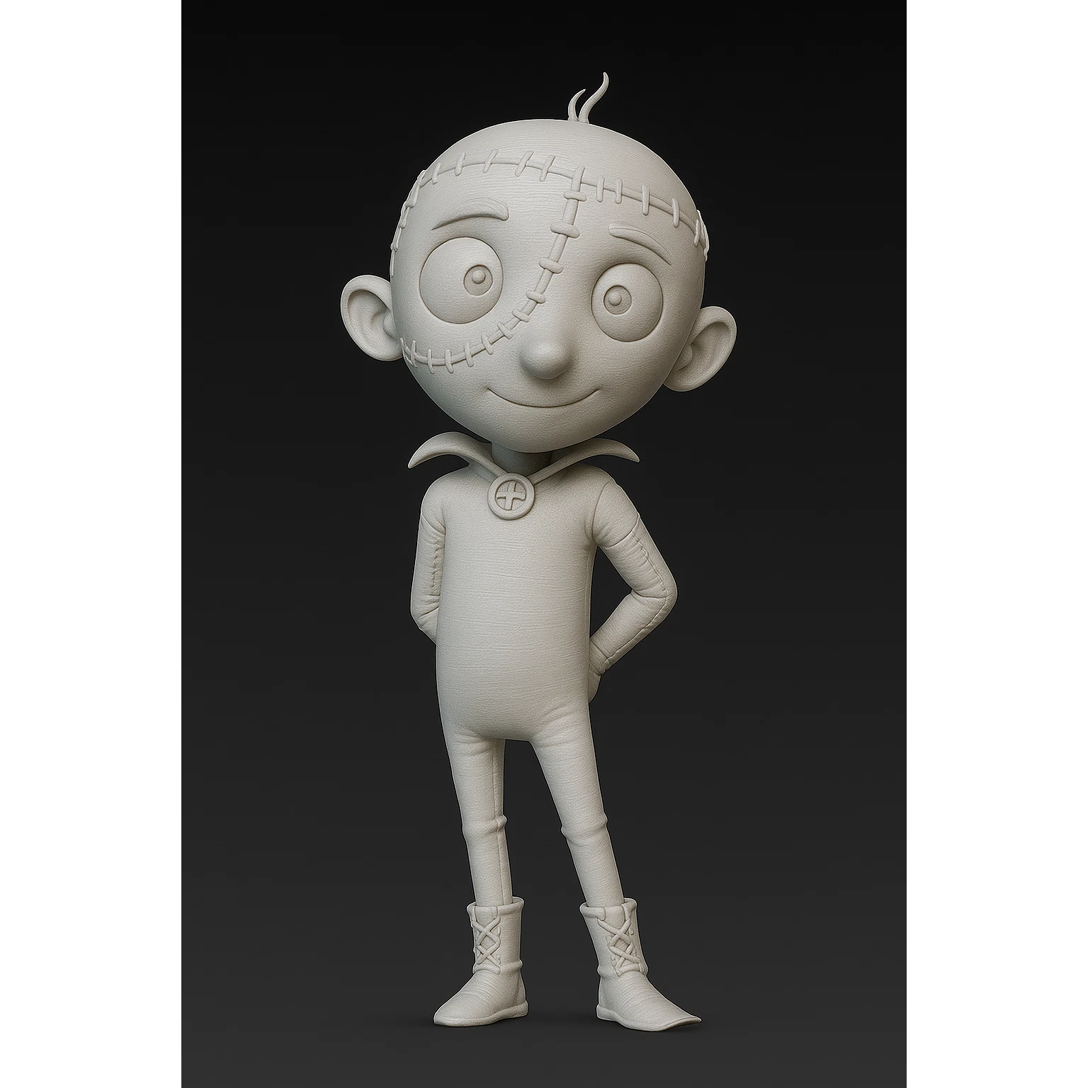 Stitch Head Inspired 3D Printed Collectible Figure 5" PLA Unpainted Fan Art