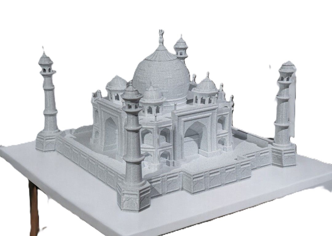 Taj Mahal 3D Printed Architectural Model White PLA Desk Display 8.3in