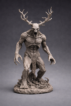 Steampunk Wendigo 3D Printed Figure 7in Grey Horror Statue