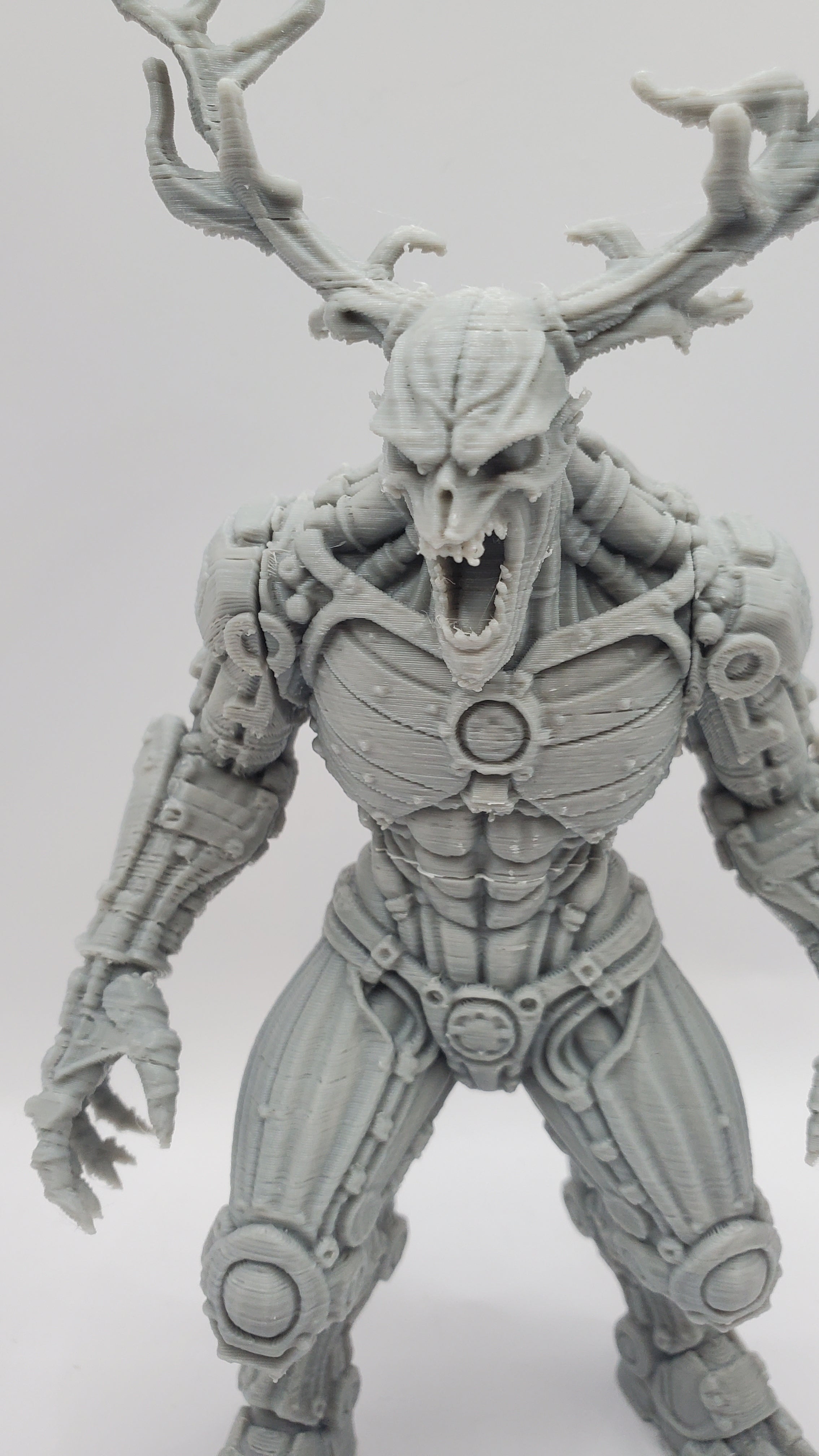Steampunk Wendigo 3D Printed Figure 7in Grey Horror Statue