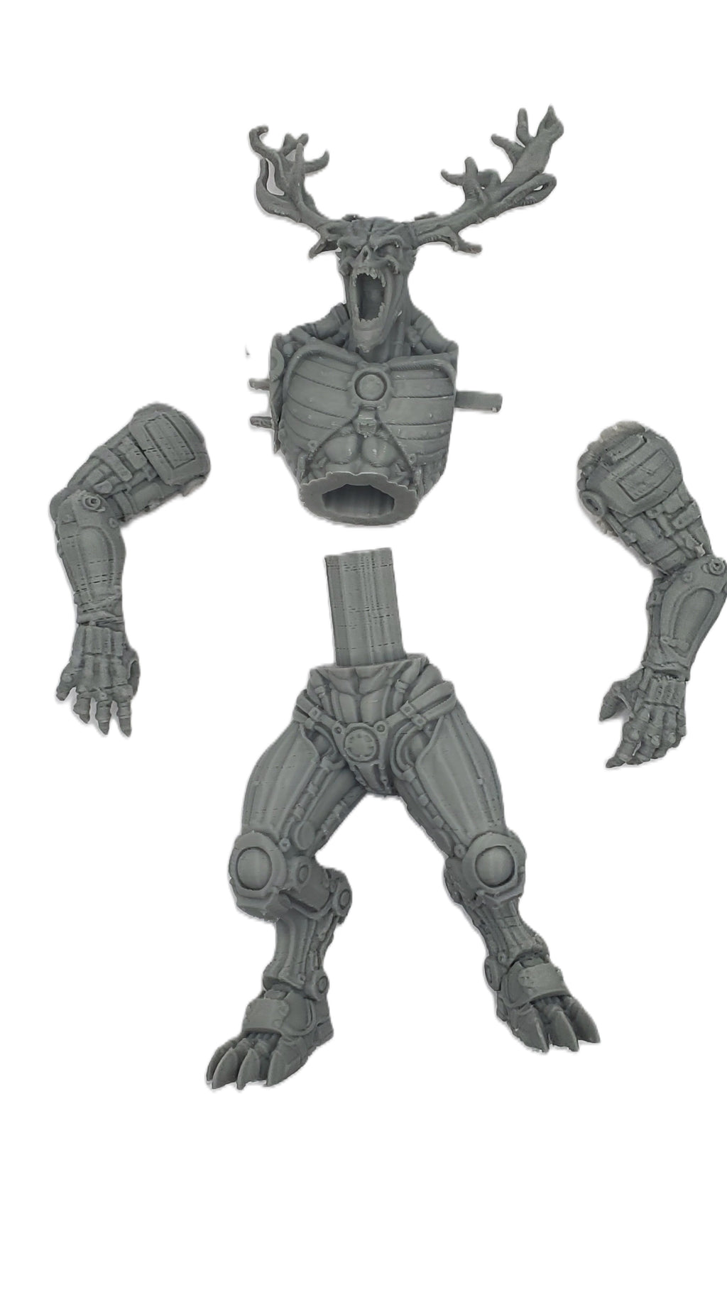 Steampunk Wendigo 3D Printed Figure 7in Grey Horror Statue