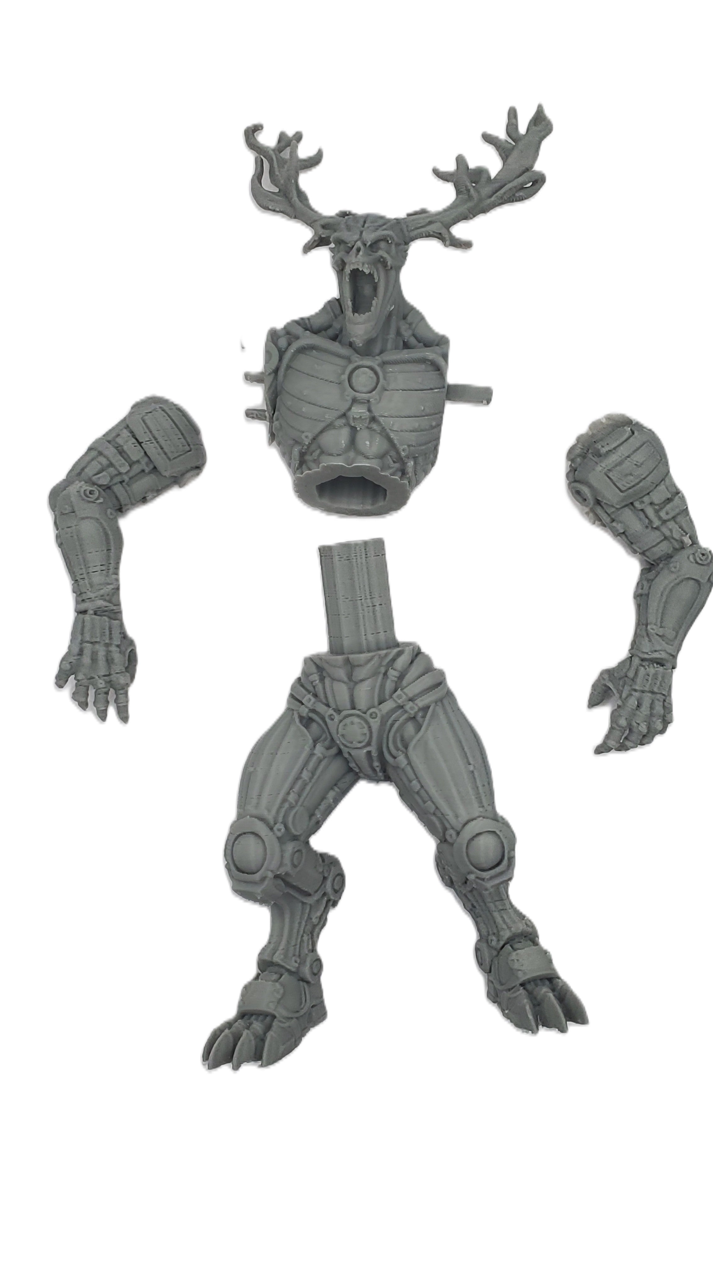 Steampunk Wendigo 3D Printed Figure 7in Grey Horror Statue