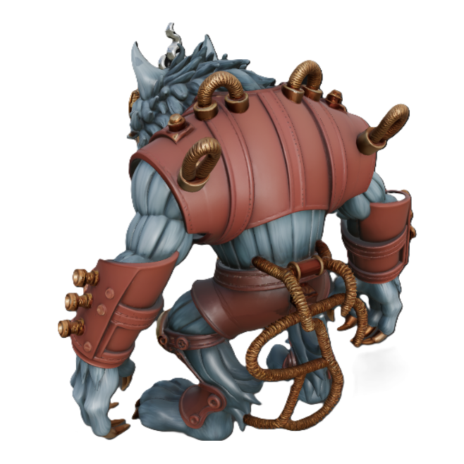 Steampunk Werewolf 3D Printed Sculpture | Fan Art Mechanical Hybrid Statue