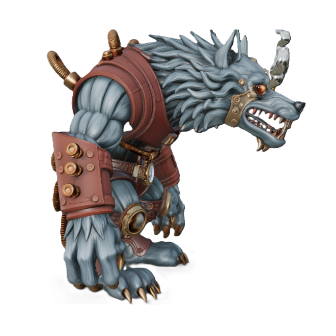 Steampunk Werewolf 3D Printed Sculpture | Fan Art Mechanical Hybrid Statue