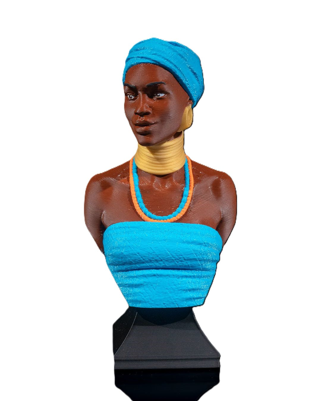 7in 3D Printed African Woman Bust Statue Sculpture Home Decor Art