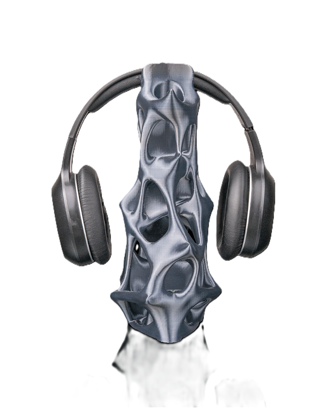 3D Printed Headphone Stand Sculptural Desk Holder Gray 9.8in Decor