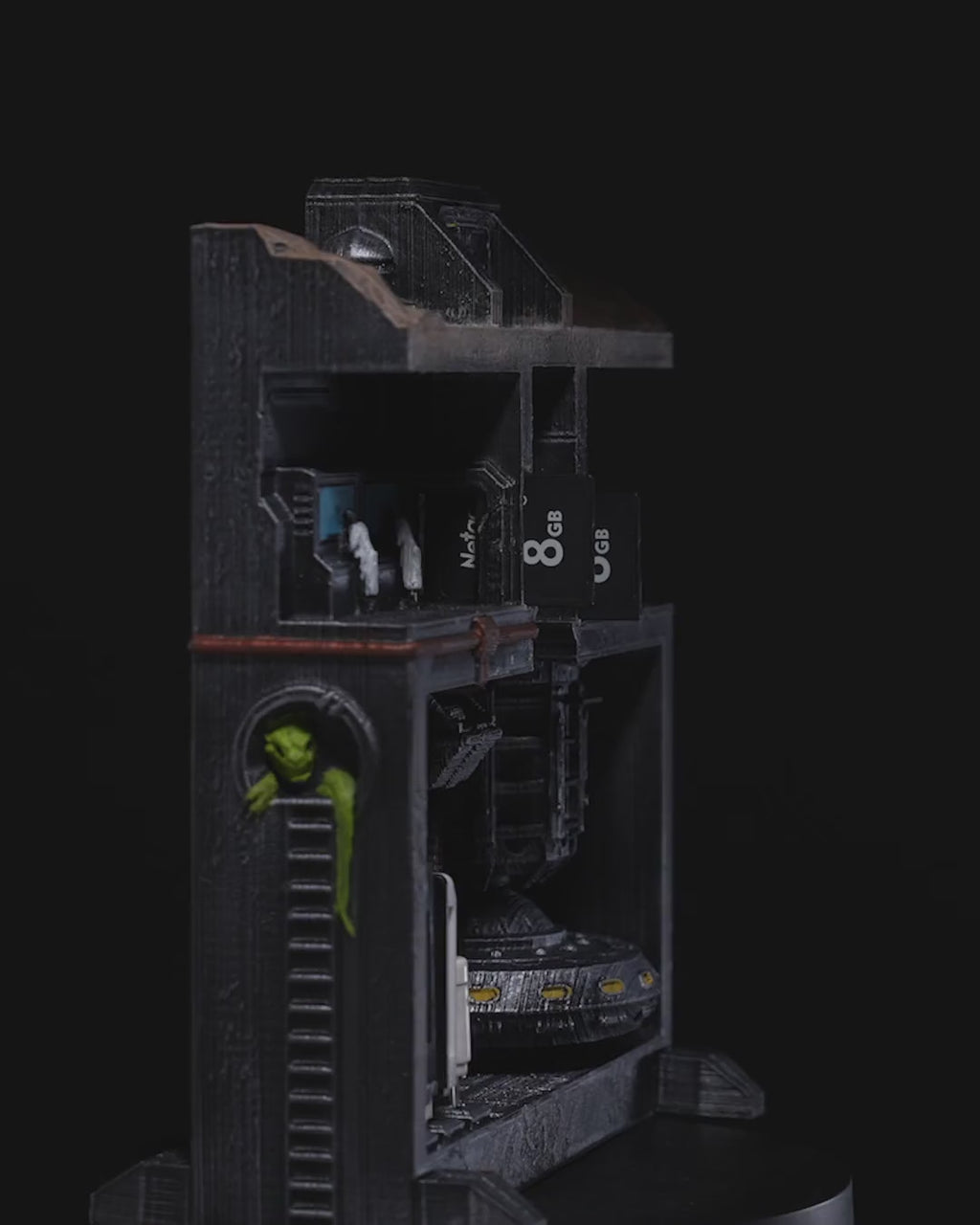 Area 51 UFO Base 3D Printed Sci-Fi Storage Display Diorama PLA Decor Model