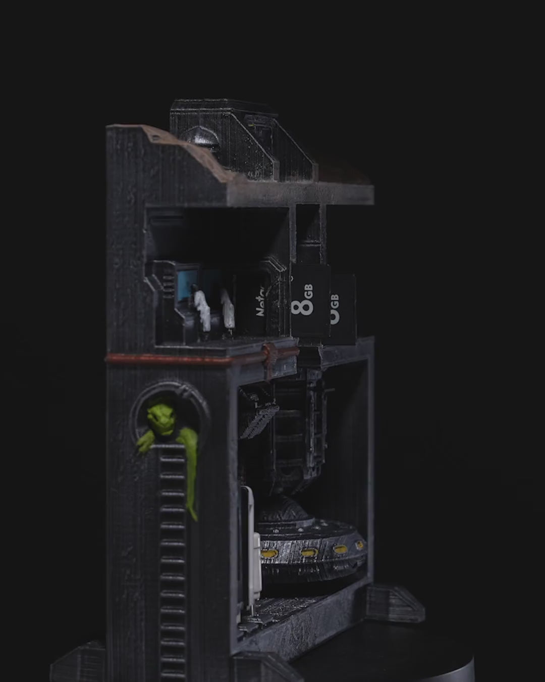 Area 51 UFO Base 3D Printed Sci-Fi Storage Display Diorama PLA Decor Model