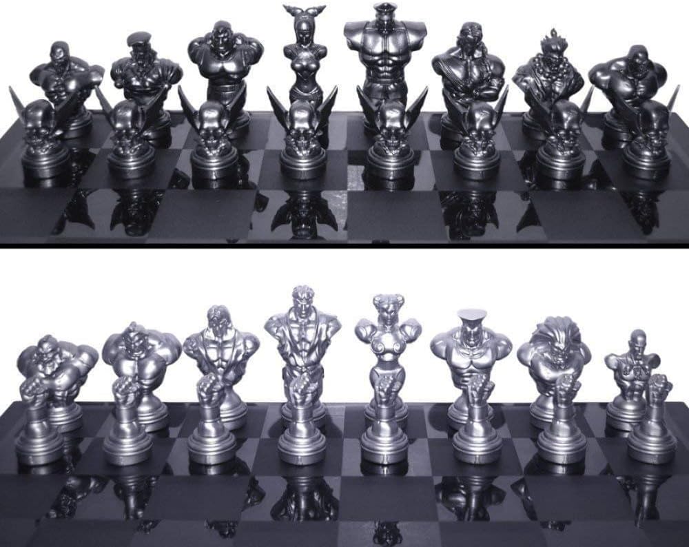 Street Fighter 25th Anniversary Resin Chess Set with Glass Board & COA