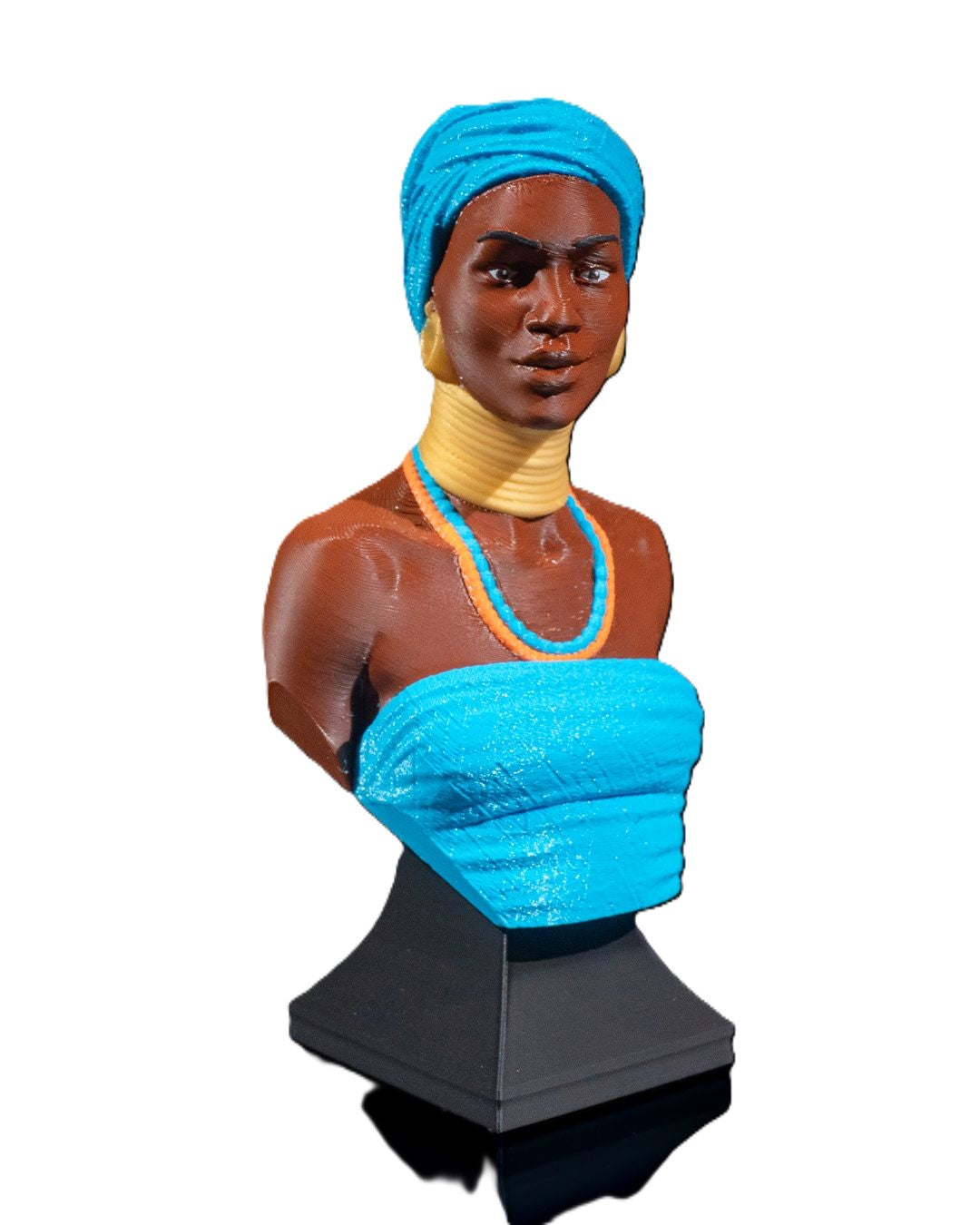 7in 3D Printed African Woman Bust Statue Sculpture Home Decor Art